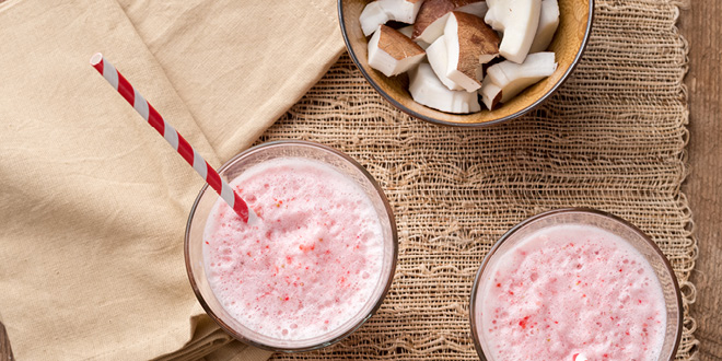 Coconut and strawberry smoothie